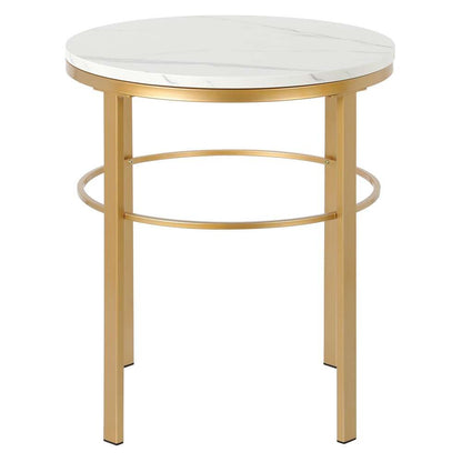 Hudson & Canal - Gaia 20in Wide Round Side Table with Faux Marble Top in Brass/Faux Marble - ST1885 veiw 3