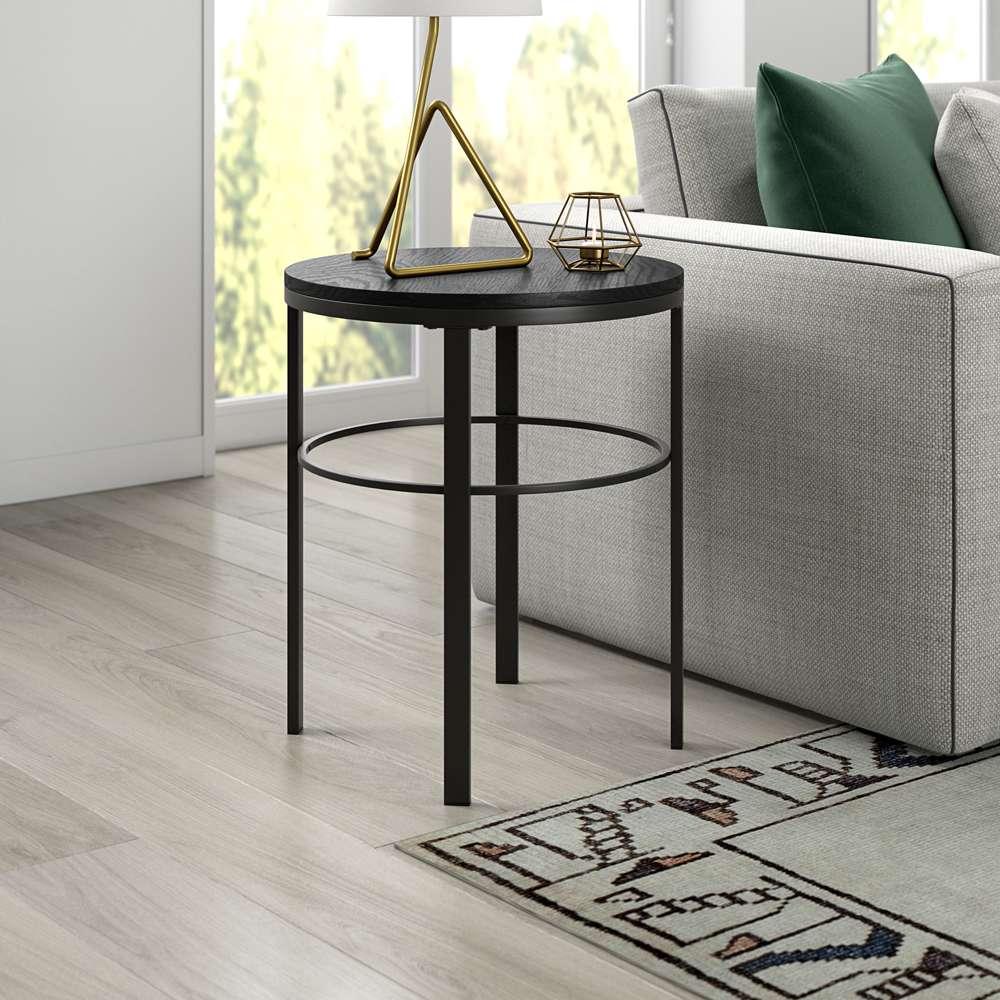 Hudson & Canal - Gaia 20in Wide Round Side Table with MDF Top in Blackened Bronze/Black Grain - ST1884 veiw 2