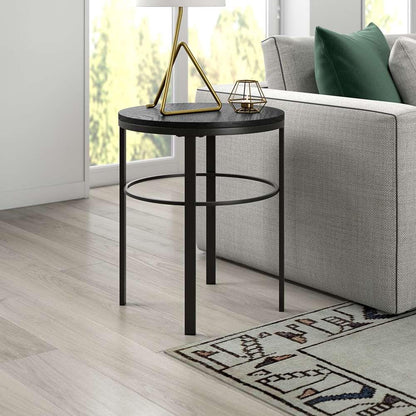 Hudson & Canal - Gaia 20in Wide Round Side Table with MDF Top in Blackened Bronze/Black Grain - ST1884 veiw 2