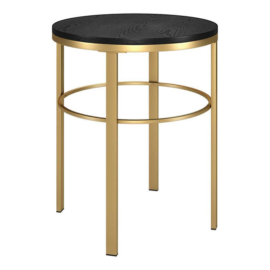 Hudson & Canal - Gaia 20in Wide Round Side Table with MDF Top in Brass/Black Grain - ST1901 veiw 1