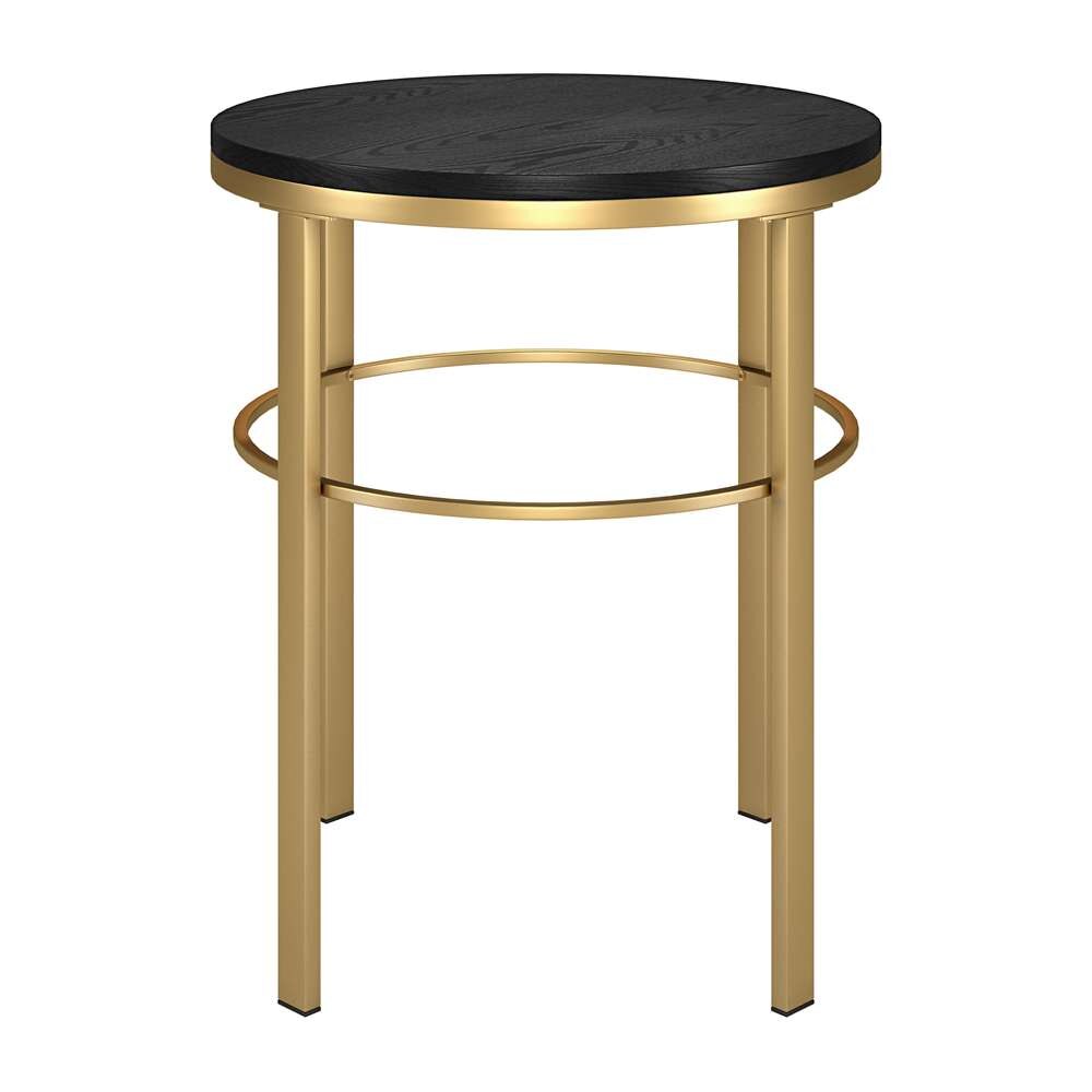 Hudson & Canal - Gaia 20in Wide Round Side Table with MDF Top in Brass/Black Grain - ST1901 veiw 3