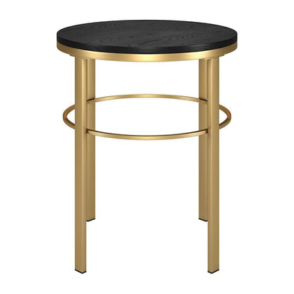 Hudson & Canal - Gaia 20in Wide Round Side Table with MDF Top in Brass/Black Grain - ST1901 veiw 3