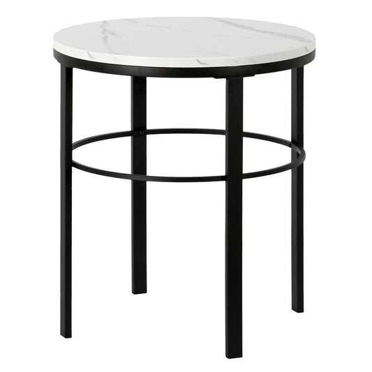 Hudson & Canal - Gaia 20in Wide Round Side Table with Faux Marble Top in Blackened Bronze/Faux Marble - ST1883 veiw 1
