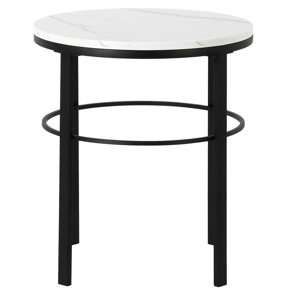 Hudson & Canal - Gaia 20in Wide Round Side Table with Faux Marble Top in Blackened Bronze/Faux Marble - ST1883 veiw 3