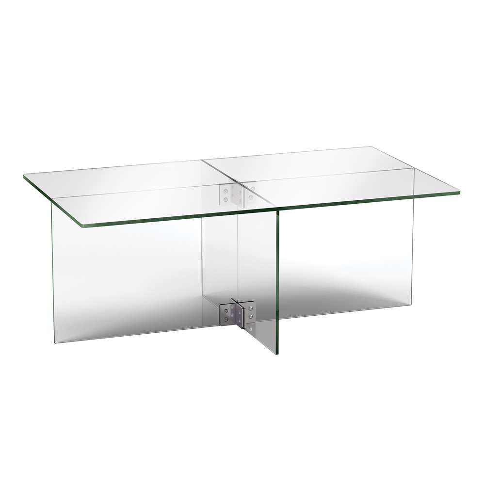 Hudson & Canal - Gehry 24 Wide Rectangular Coffee Table in Clear Glass - CT0049 veiw 1