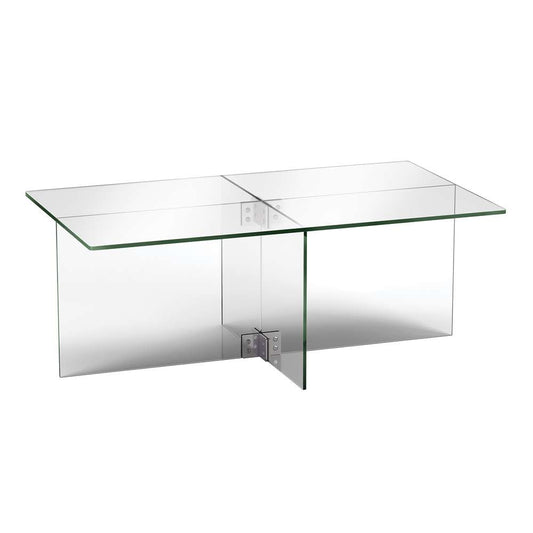 Hudson & Canal - Gehry 24 Wide Rectangular Coffee Table in Clear Glass - CT0049 veiw 1