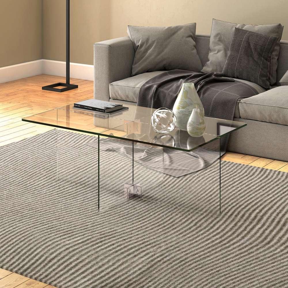 Hudson & Canal - Gehry 24 Wide Rectangular Coffee Table in Clear Glass - CT0049 veiw 2