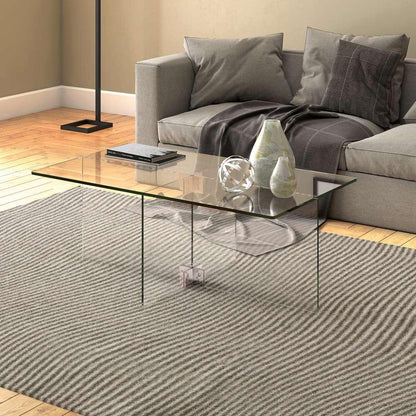 Hudson & Canal - Gehry 24 Wide Rectangular Coffee Table in Clear Glass - CT0049 veiw 2