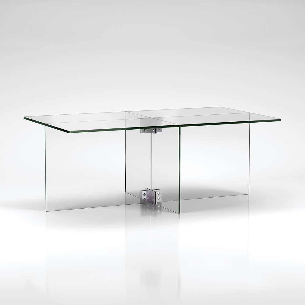 Hudson & Canal - Gehry 24 Wide Rectangular Coffee Table in Clear Glass - CT0049 veiw 3