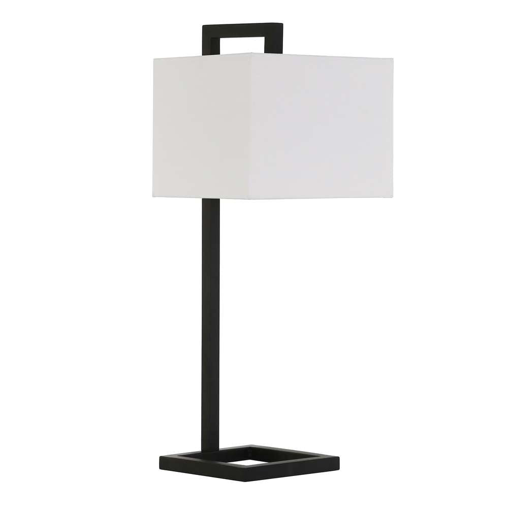 Hudson & Canal - Grayson 26in Tall Table Lamp with Fabric Shade in Blackened Bronze/White - TL0566 veiw 1