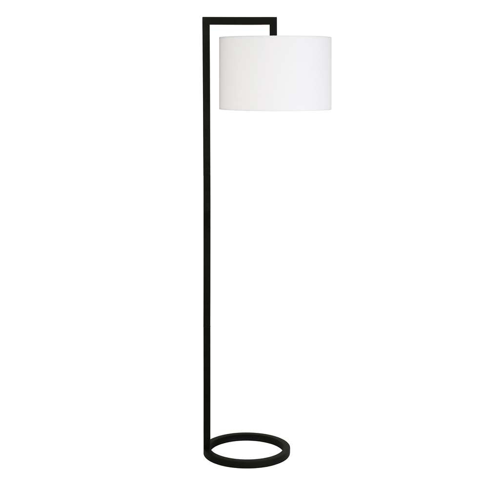 Hudson & Canal - Grayson 64in Tall Floor Lamp with Fabric Shade in Blackened Bronze/White - FL0371 veiw 1