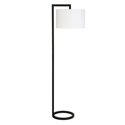 Hudson & Canal - Grayson 64in Tall Floor Lamp with Fabric Shade in Blackened Bronze/White - FL0371 veiw 1