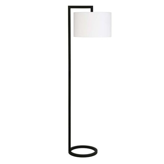 Hudson & Canal - Grayson 64in Tall Floor Lamp with Fabric Shade in Blackened Bronze/White - FL0371 veiw 1