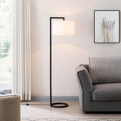 Hudson & Canal - Grayson 64in Tall Floor Lamp with Fabric Shade in Blackened Bronze/White - FL0371 veiw 2
