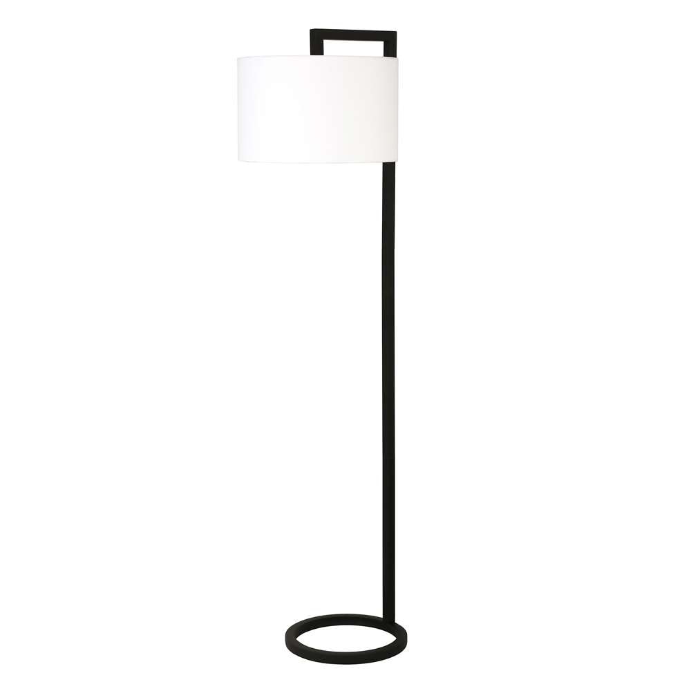 Hudson & Canal - Grayson 64in Tall Floor Lamp with Fabric Shade in Blackened Bronze/White - FL0371 veiw 3