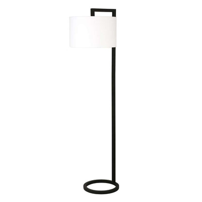 Hudson & Canal - Grayson 64in Tall Floor Lamp with Fabric Shade in Blackened Bronze/White - FL0371 veiw 3