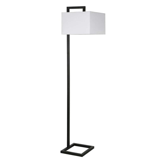 Hudson & Canal - Grayson 68in Tall Floor Lamp with Fabric Shade in Blackened Bronze/White - FL0252 veiw 1