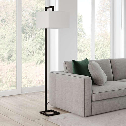 Hudson & Canal - Grayson 68in Tall Floor Lamp with Fabric Shade in Blackened Bronze/White - FL0252 veiw 2