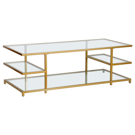 Hudson & Canal - Greenwich 54in Wide Rectangular Coffee Table in Brass - CT1613 veiw 1