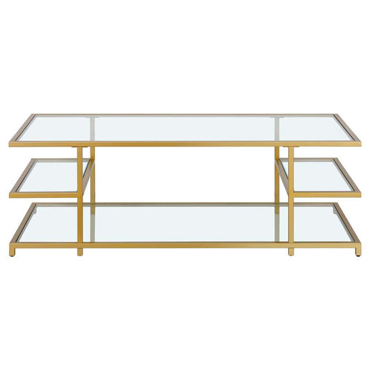 Hudson & Canal - Greenwich 54in Wide Rectangular Coffee Table in Brass - CT1613 veiw 3