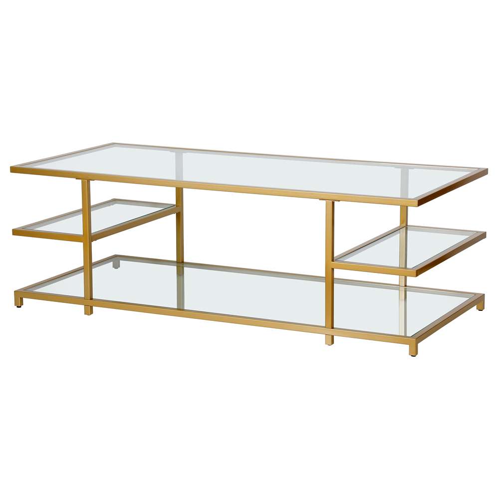 Hudson & Canal - Greenwich 54in Wide Rectangular Coffee Table in Brass - CT1613 veiw 4