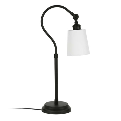 Hudson & Canal - Harland 25in Tall Arc Table Lamp with Fabric Shade in Blackened Bronze/White - TL0331 veiw 3
