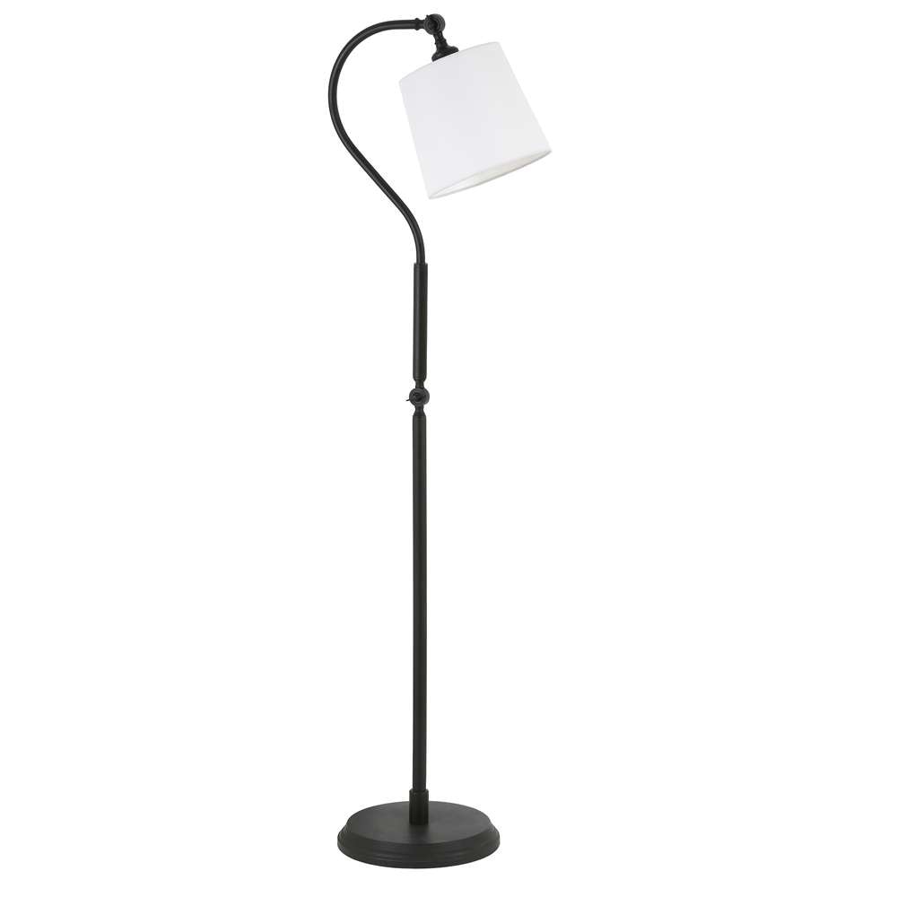 Hudson & Canal - Harland Arc Floor Lamp with Fabric Shade in Blackened Bronze/White - FL0161 veiw 1