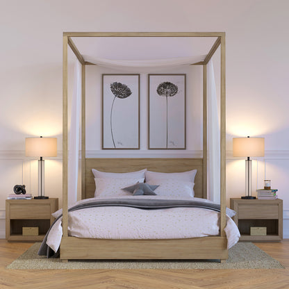 Hudson & Canal - Harlow 29in Tall Table Lamp with Fabric Shade in Clear Glass/Blackened Bronze/White - TL0182