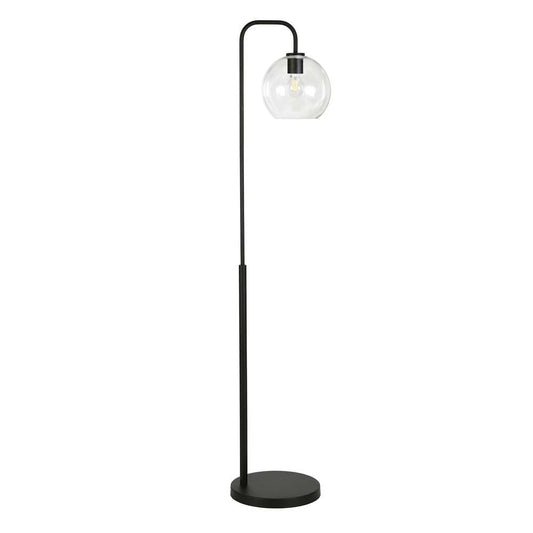 Hudson & Canal - Harrison Arc Floor Lamp with Glass Shade in Blackened Bronze/Clear - FL0293 veiw 1