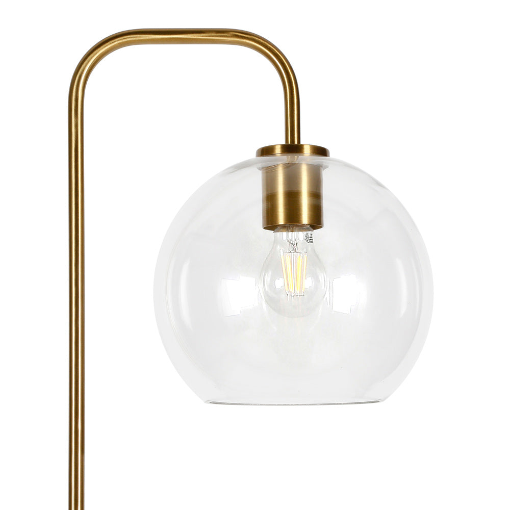 Hudson & Canal - Harrison Arc Floor Lamp with Glass Shade in Brass/Clear - FL0294