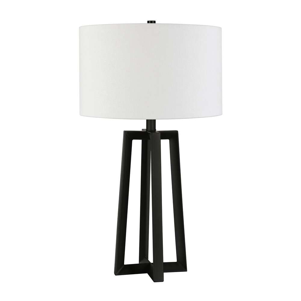 Hudson & Canal - Helena 24.5in Tall Table Lamp with Fabric Shade in Blackened Bronze/White - TL0297 veiw 1