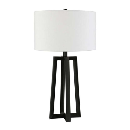 Hudson & Canal - Helena 24.5in Tall Table Lamp with Fabric Shade in Blackened Bronze/White - TL0297 veiw 1