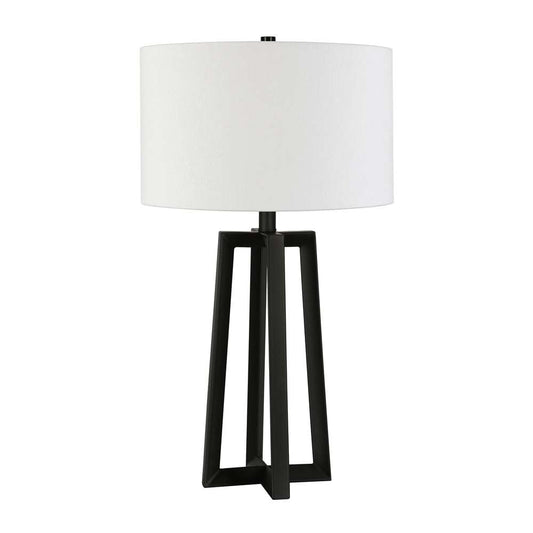 Hudson & Canal - Helena 24.5in Tall Table Lamp with Fabric Shade in Blackened Bronze/White - TL0297 veiw 1