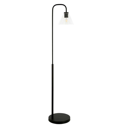 Hudson & Canal - Henderson Arc Floor Lamp with Glass Shade in Blackened Bronze/Clear - FL0774 veiw 1