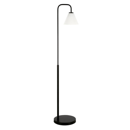 Hudson & Canal - Henderson Arc Floor Lamp with Glass Shade in Blackened Bronze/White Milk - FL0775