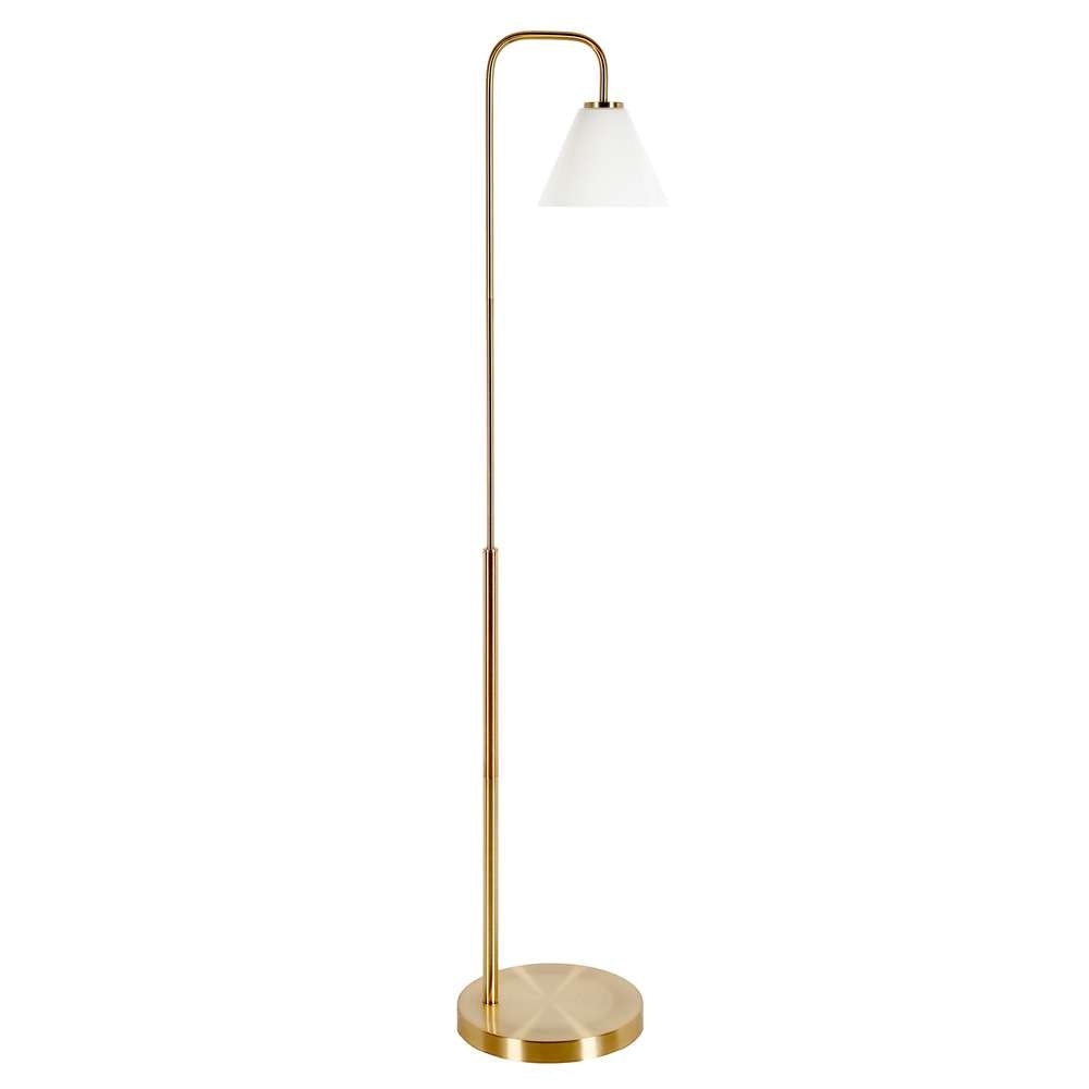 Hudson & Canal - Henderson Arc Floor Lamp with Glass Shade in Brass/White Milk - FL0777 veiw 1