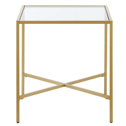 Hudson & Canal - Henley 20in Wide Square Side Table with Glass Top in Brass - ST0828 veiw 3