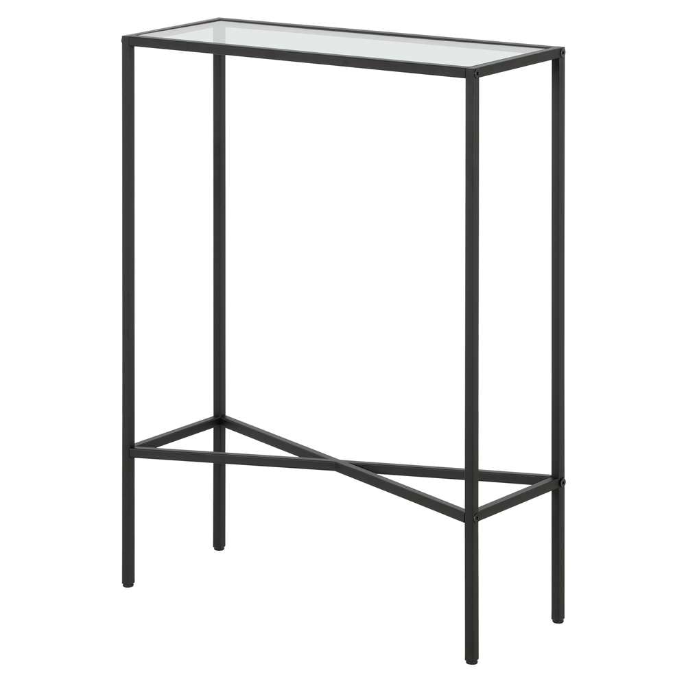 Hudson & Canal - Henley 22in Wide Rectangular Console Table with Glass Top in Blackened Bronze - AT1717 veiw 4