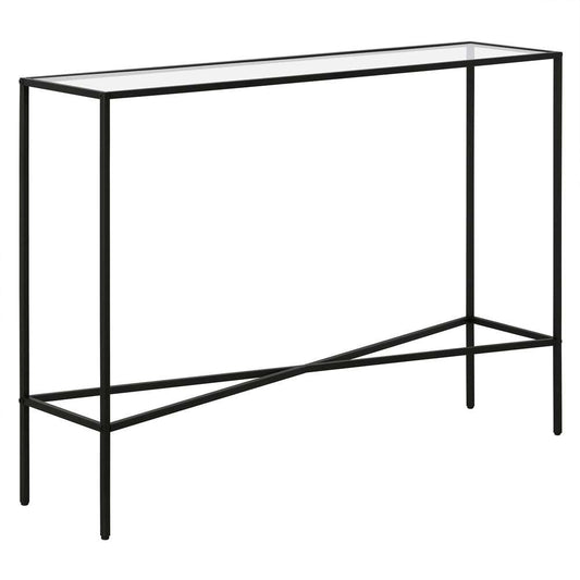 Hudson & Canal - Henley 42in Wide Rectangular Console Table with Glass Top in Blackened Bronze - AT1278 veiw 1