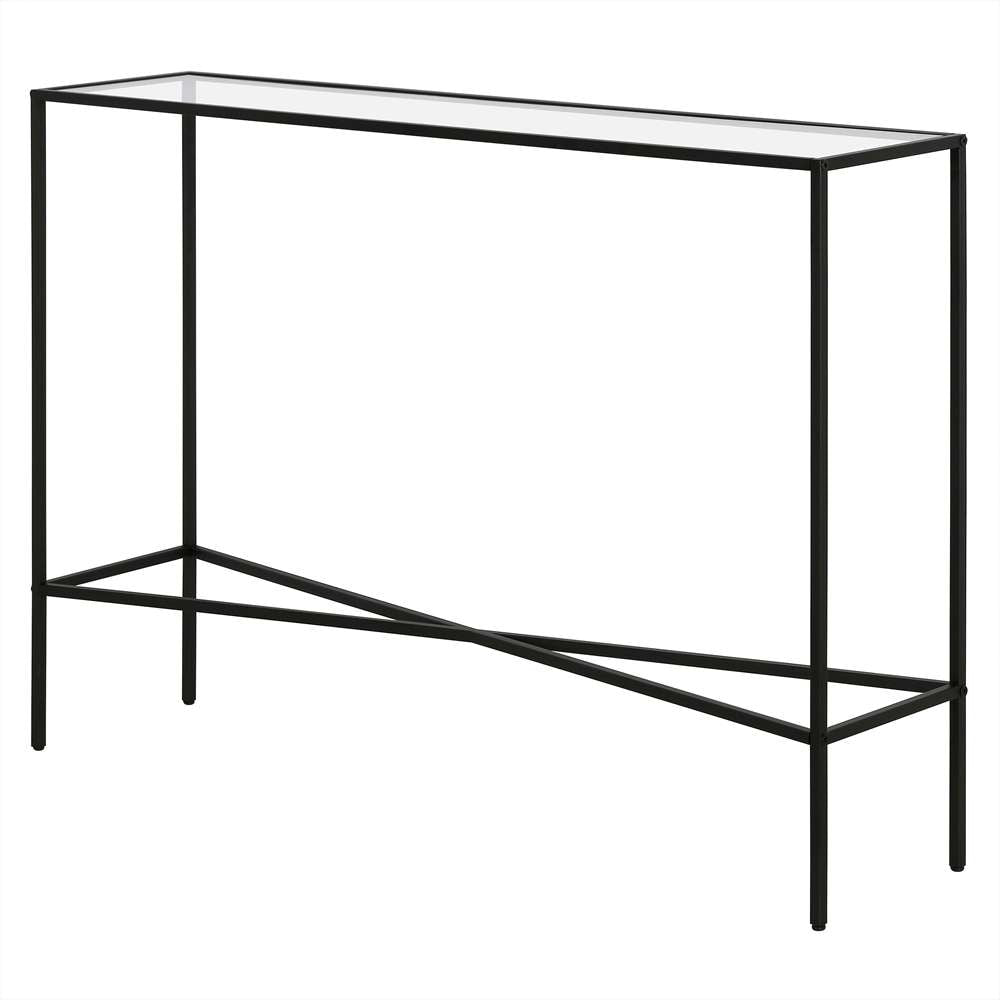 Hudson & Canal - Henley 42in Wide Rectangular Console Table with Glass Top in Blackened Bronze - AT1278 veiw 4
