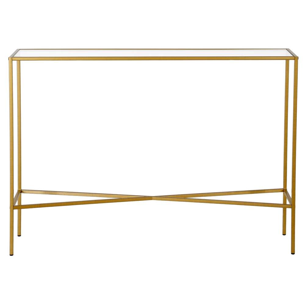 Hudson & Canal - Henley 42in Wide Rectangular Console Table with Glass Top in Brass - AT1279 veiw 3
