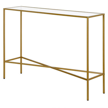 Hudson & Canal - Henley 42in Wide Rectangular Console Table with Glass Top in Brass - AT1279 veiw 4