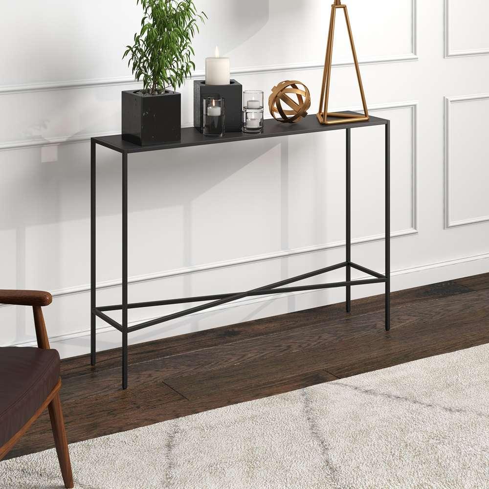Hudson & Canal - Henley 42in Wide Rectangular Console Table with Metal Top in Blackened Bronze - AT1277 veiw 2