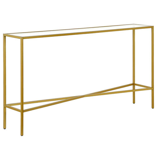 Hudson & Canal - Henley 55in Wide Rectangular Console Table with Glass Top in Brass - AT0822 veiw 1