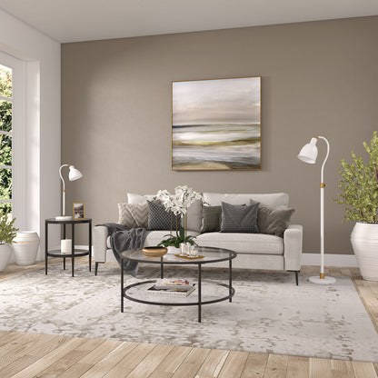 Hudson & Canal - Hera 20in Wide Round Side Table with Glass Shelf in Blackened Bronze - ST1626