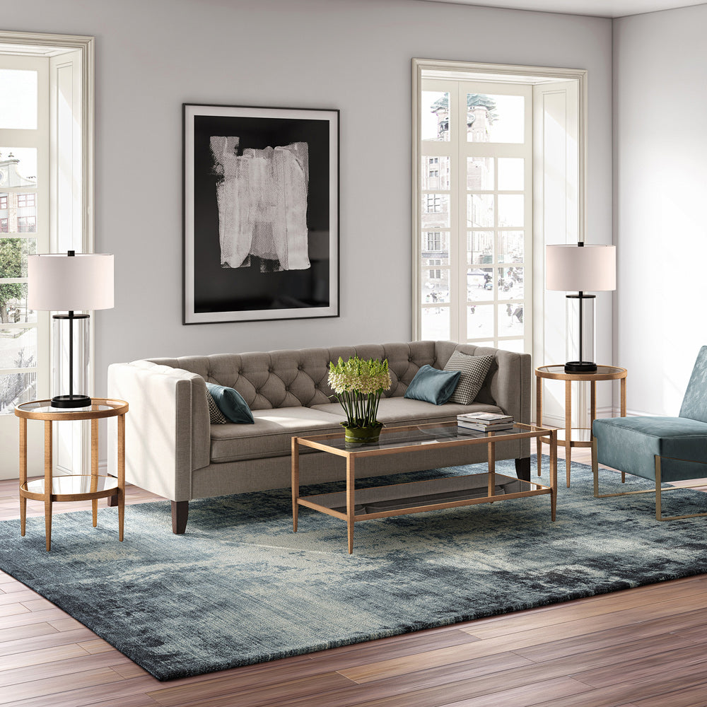 Hudson & Canal - Hera 20in Wide Round Side Table with Mirror Shelf in Antique Brass - ST0133