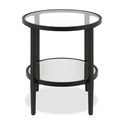 Hudson & Canal - Hera 20in Wide Round Side Table with Mirror Shelf in Blackened Bronze - ST0142 veiw 3