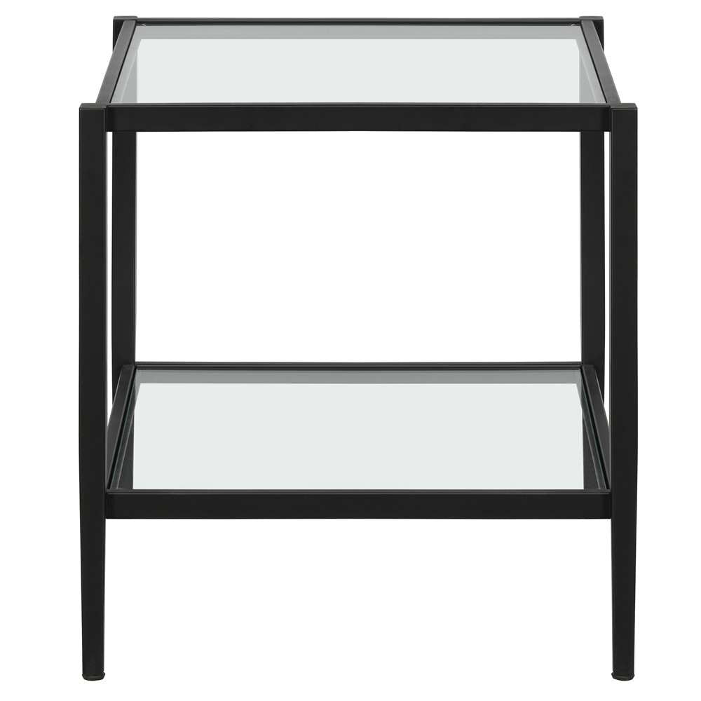 Hudson & Canal - Hera 20in Wide Square Side Table with Glass Shelf in Blackened Bronze - ST1628 veiw 3