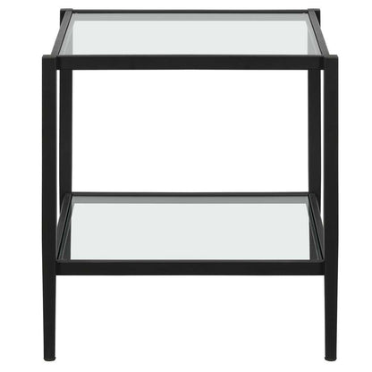 Hudson & Canal - Hera 20in Wide Square Side Table with Glass Shelf in Blackened Bronze - ST1628 veiw 3