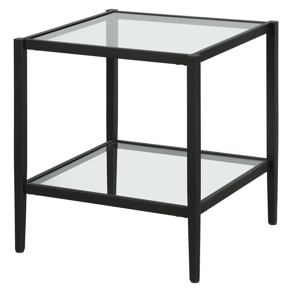 Hudson & Canal - Hera 20in Wide Square Side Table with Glass Shelf in Blackened Bronze - ST1628 veiw 4